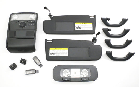 Black Upper Headliner Trim Dome Visors Handles 06-09 VW Rabbit GTI R32 MK5 OEM