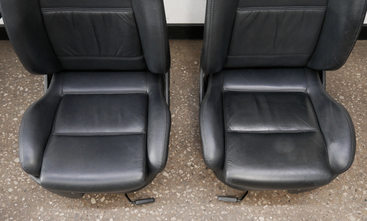 Front Black Leather Sport Seat Set 93-99 VW Jetta GLX GTI Cabrio MK3 - Genuine