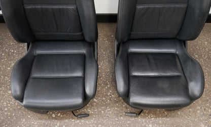 Front Black Leather Sport Seat Set 93-99 VW Jetta GLX GTI Cabrio MK3 - Genuine