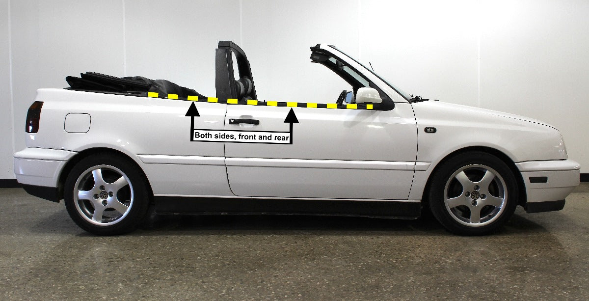 Exterior Window Door Panel Scraper Trim Molding Set 95-02 VW Cabrio Mk3 Mk3.5