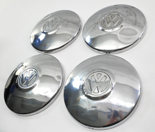 10" Chrome Hub Center Cap Hubcap Set 68-79 VW Beetle Bug Bus Aircooled ~ Genuine
