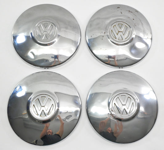 10" Chrome Hub Center Cap Hubcap Set 68-79 VW Beetle Bug Bus Aircooled ~ Genuine