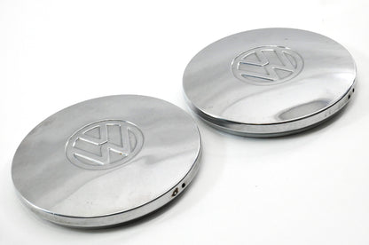 2x Chrome Steel Wheel Center Hub Cap Hubcap 75-84 VW Rabbit Jetta Pickup MK1