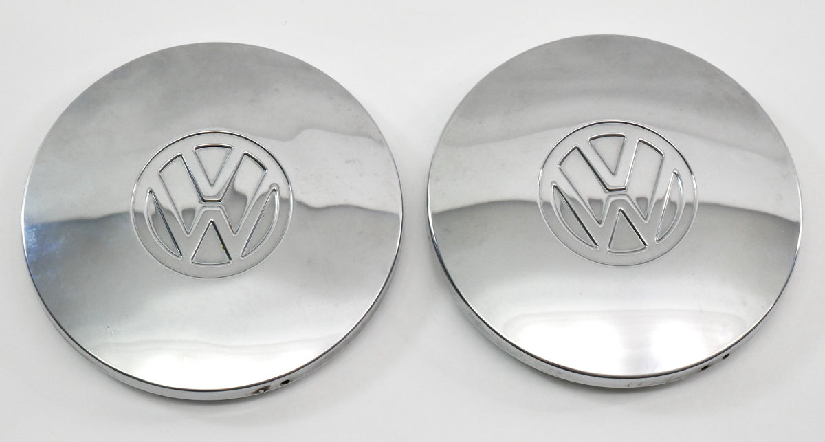 2x Chrome Steel Wheel Center Hub Cap Hubcap 75-84 VW Rabbit Jetta Pickup MK1