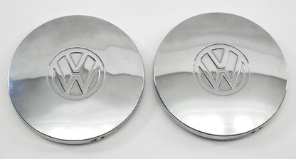 2x Chrome Steel Wheel Center Hub Cap Hubcap 75-84 VW Rabbit Jetta Pickup MK1