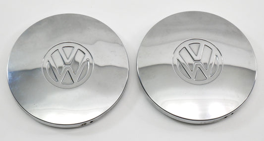 2x Chrome Steel Wheel Center Hub Cap Hubcap 75-84 VW Rabbit Jetta Pickup MK1