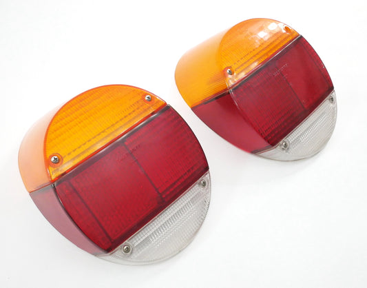 Tail Brake Light Lamp Lens Set 73-79 VW Super Beetle Thing - Genuine Hella