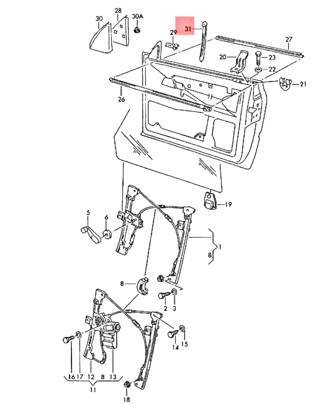 Front Window Track Seal Moulding Set 95-02 VW Cabrio MK3 MK3.5 1E0 845 261 / 262