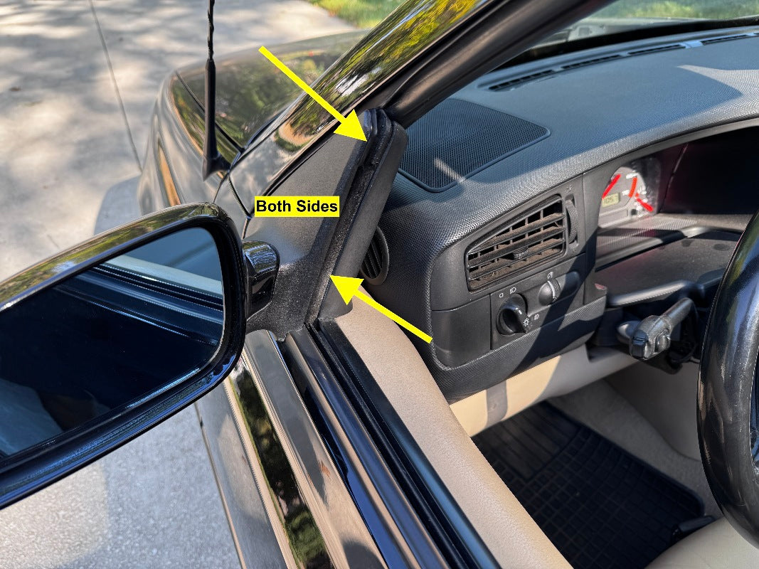 Front Window Track Seal Moulding Set 95-02 VW Cabrio MK3 MK3.5 1E0 845 261 / 262