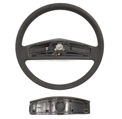 Steering Wheel 80-91 VW Vanagon T3 Stock Factory OE Black W/ Horn Pad - Genuine