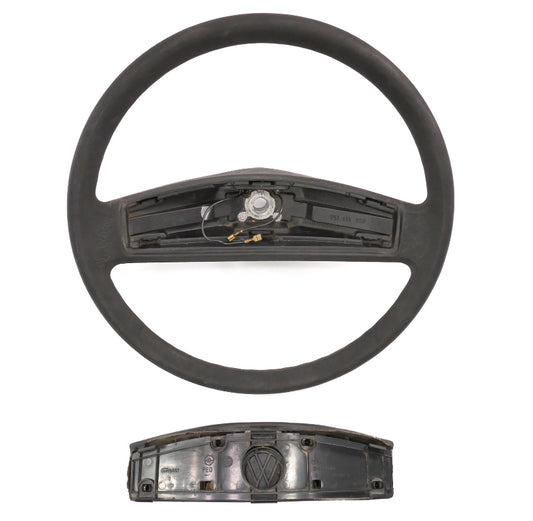 Steering Wheel 80-91 VW Vanagon T3 Stock Factory OE Black W/ Horn Pad - Genuine