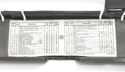 Fuse Box Panel Fusebox 85-87 VW Golf GTI MK2 - Genuine - 176 937 497 A