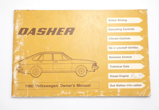 1980 Volkswagen VW Dasher Owners Manual Book