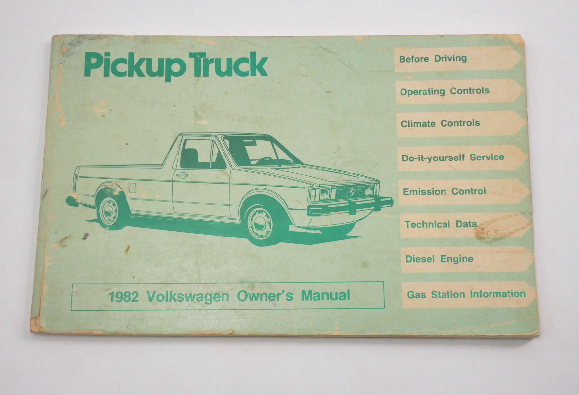 Original Owners Manual Book 1982 82 Volkswagen VW Rabbit Pickup Caddy Truck MK1