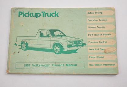 Original Owners Manual Book 1982 82 Volkswagen VW Rabbit Pickup Caddy Truck MK1