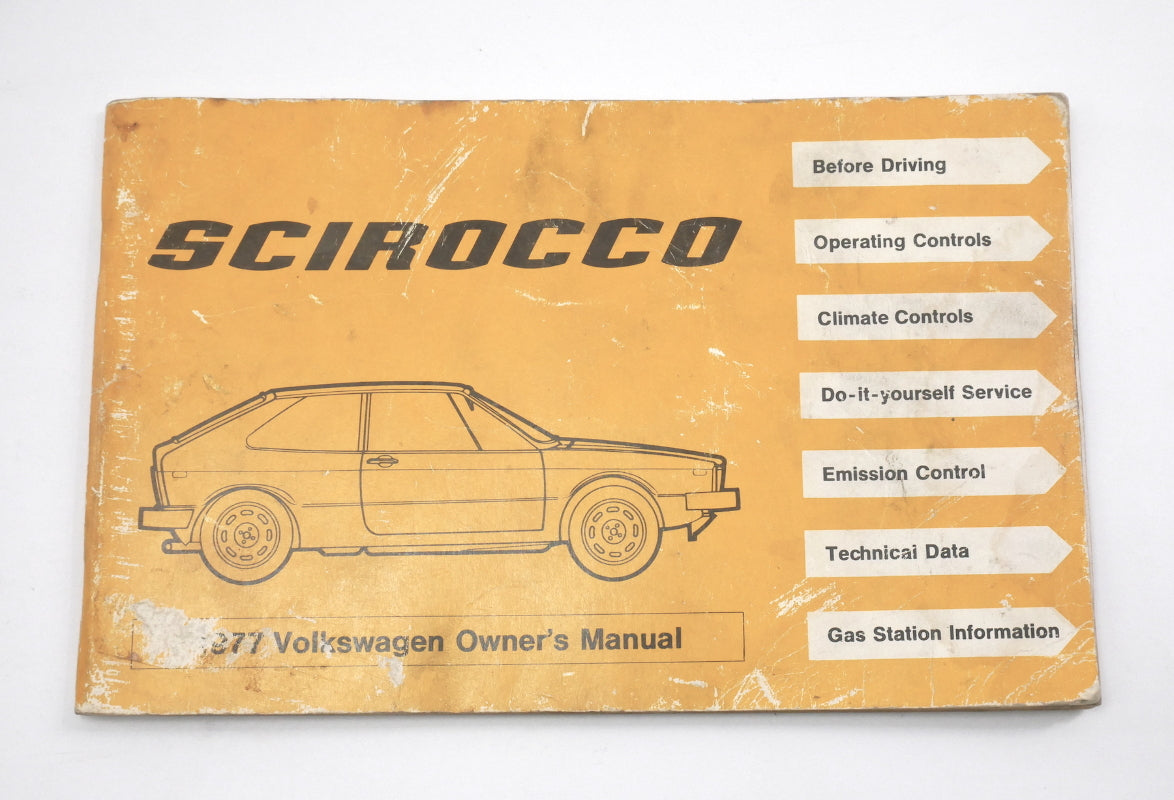 Original Owners Manual Book 1977 77 Volkswagen VW Scirocco MK1 - Genuine