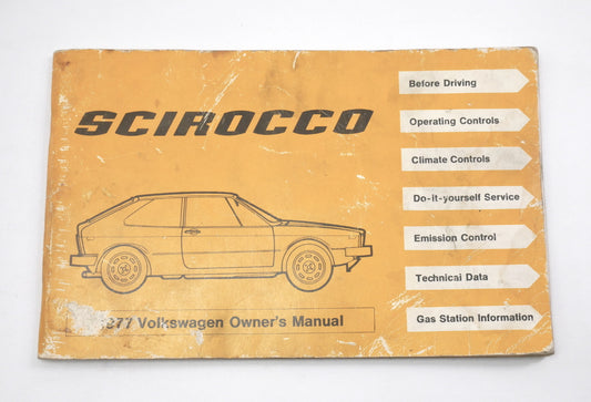 Original Owners Manual Book 1977 77 Volkswagen VW Scirocco MK1 - Genuine