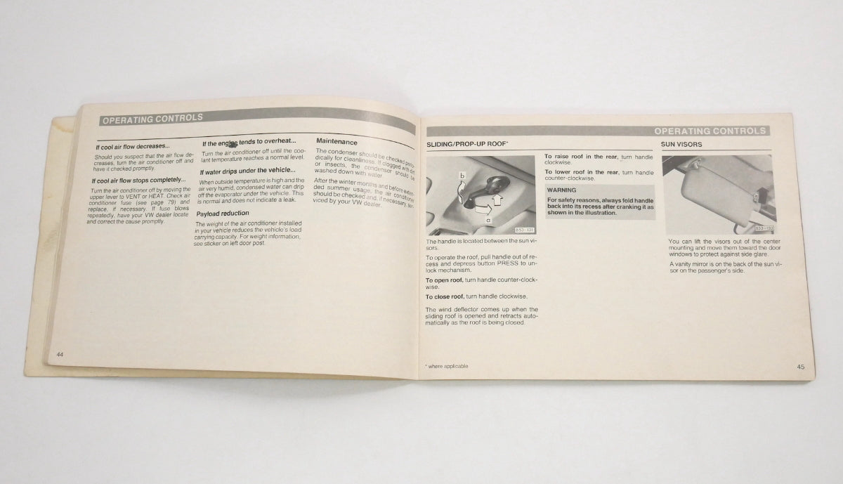 Original Owners Manual Book 1986 86 Volkswagen VW Scirocco MK2 - Genuine