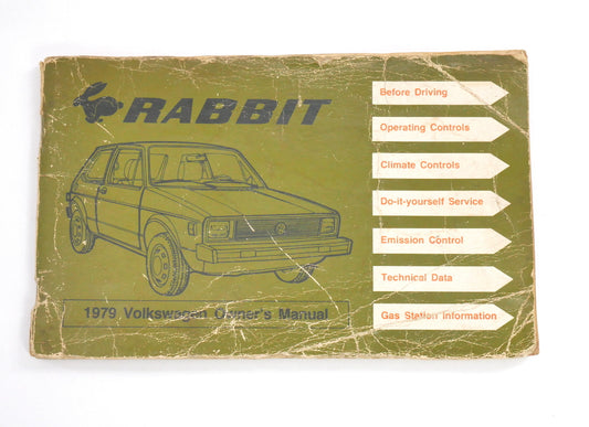 Original Owners Manual Book 1979 79 Volkswagen VW Rabbit MK1 - Genuine