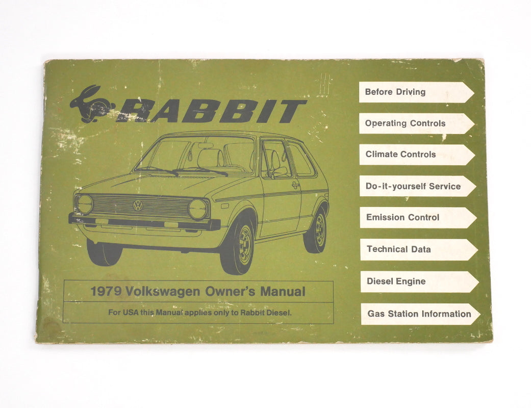 Original Owners Manual Book 1979 79 Volkswagen VW Rabbit MK1 ~ Genuine