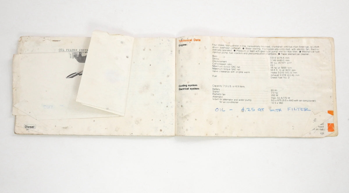 Original Owners Manual Book 1980 80 Volkswagen VW Rabbit MK1 ~ Genuine