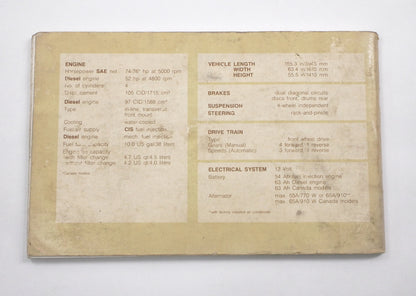 Original Owners Manual Book 1981 81 Volkswagen VW Rabbit MK1 - Genuine