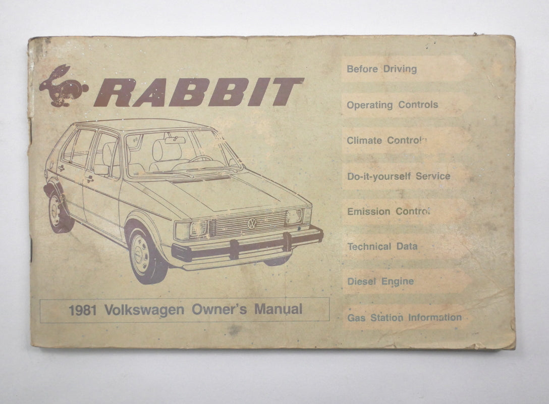 Original Owners Manual Book 1981 81 Volkswagen VW Rabbit MK1 - Genuine