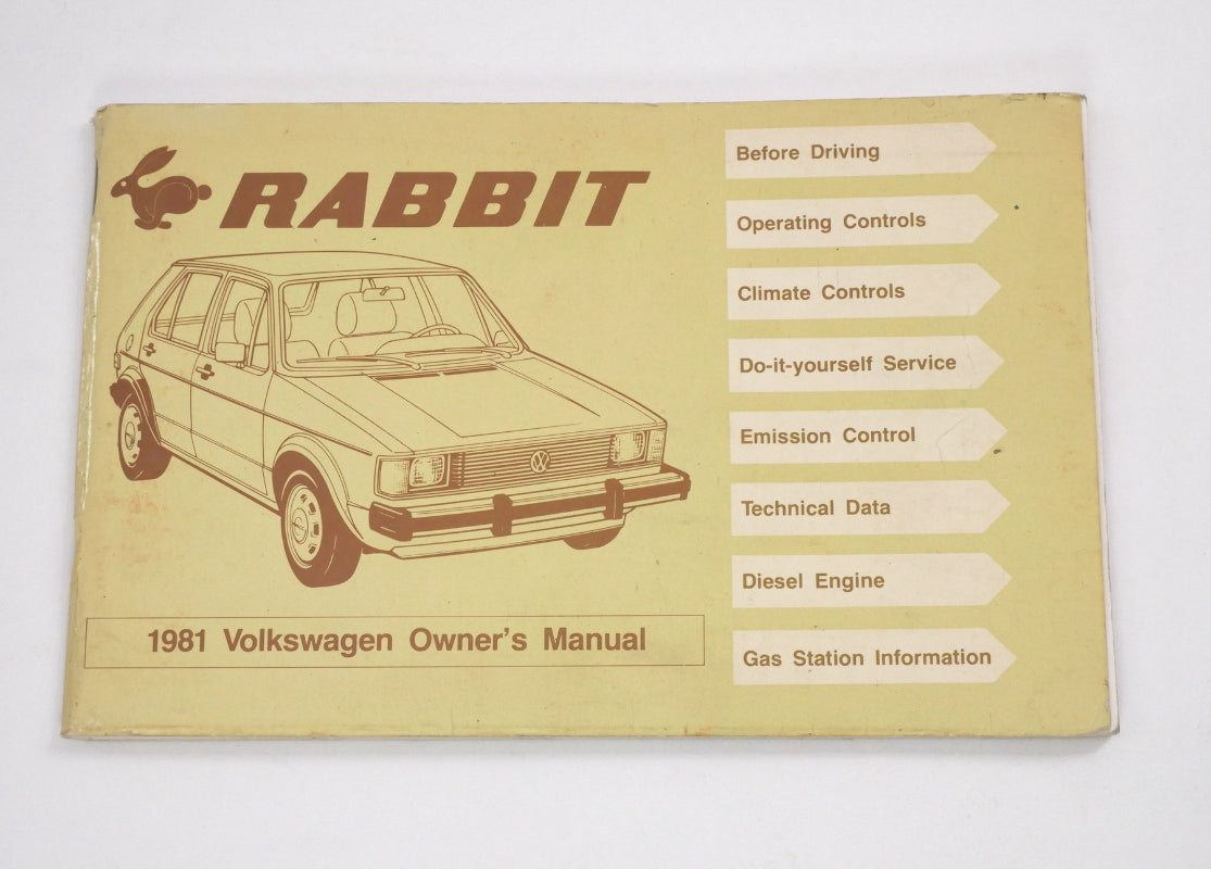 Original Owners Manual Book 1981 81 Volkswagen VW Rabbit MK1 - Genuine -