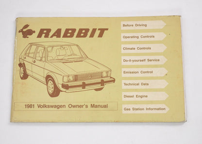 Original Owners Manual Book 1981 81 Volkswagen VW Rabbit MK1 - Genuine -