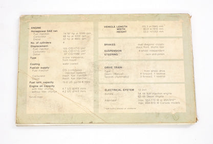 Original Owners Manual Book 1982 82 Volkswagen VW Rabbit MK1 - Genuine