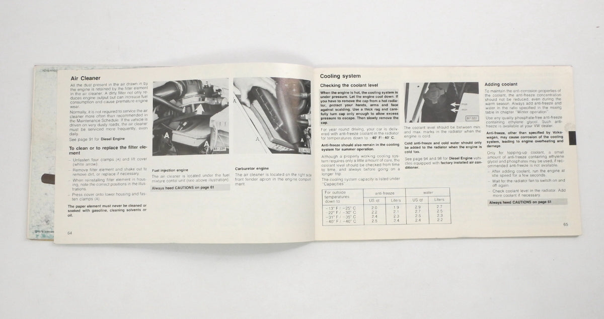Original Owners Manual Book 1982 82 Volkswagen VW Rabbit MK1 - Genuine -