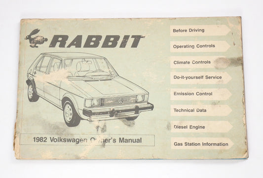 Original Owners Manual Book 1982 82 Volkswagen VW Rabbit MK1 - Genuine -
