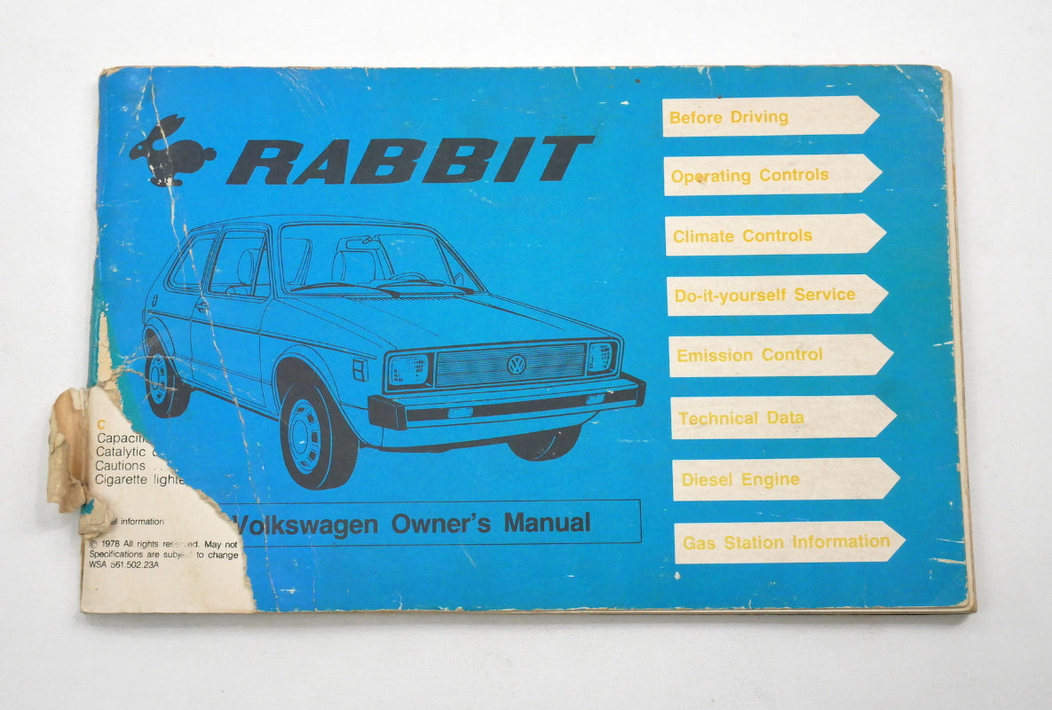 Original Owners Manual Book 1980 80 Volkswagen VW Rabbit MK1 ~ Genuine ~