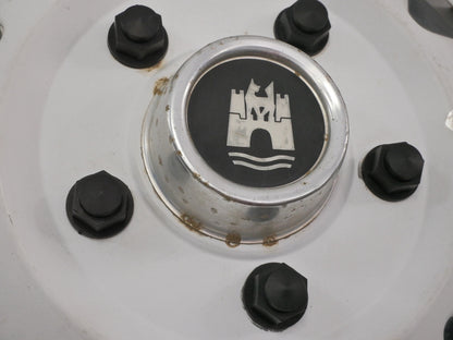 14" White Metal VW Hub Cap Wheel Cover 80-91 Vanagon T3 Hubcap Wolfsburg Castle