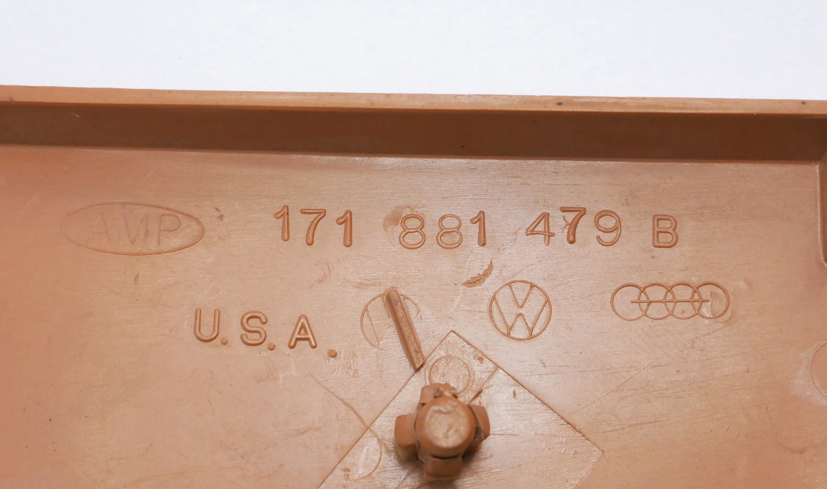 RH Inner Seat Hinge Side Trim 75-84 VW Rabbit MK1 Peanut Butter - 171 881 479 B