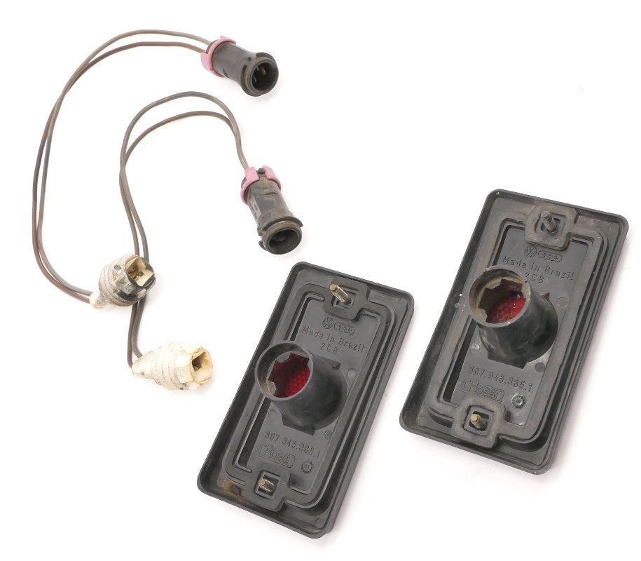 2x Rear Side Marker Light Lamp Lens & Harness 87-93 VW Fox Genuine 307 945 365 1