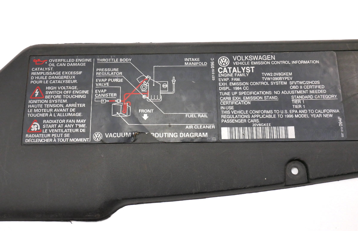 Radiator Cover Tool Tray Trim VW Jetta Golf GTI Cabrio MK3 2.0 ABA ~ 1HM 121 343