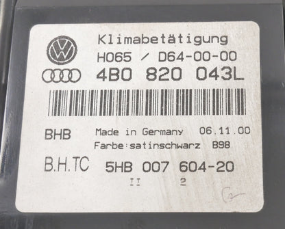 Climate Temp Controls AC HVAC Audi A6 98-02 C5 - Genuine - 4B0 820 043 L