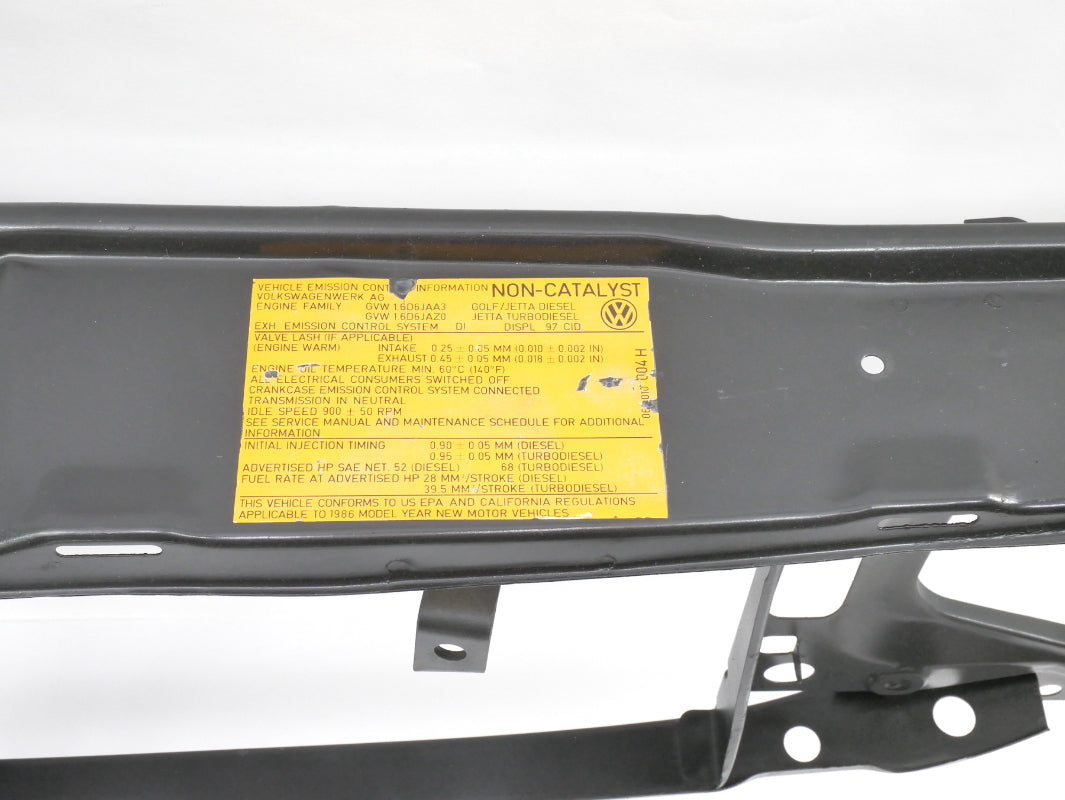 Radiator Core Headlight Mount Support 85-92 VW Jetta Golf GTI MK2 - Genuine -