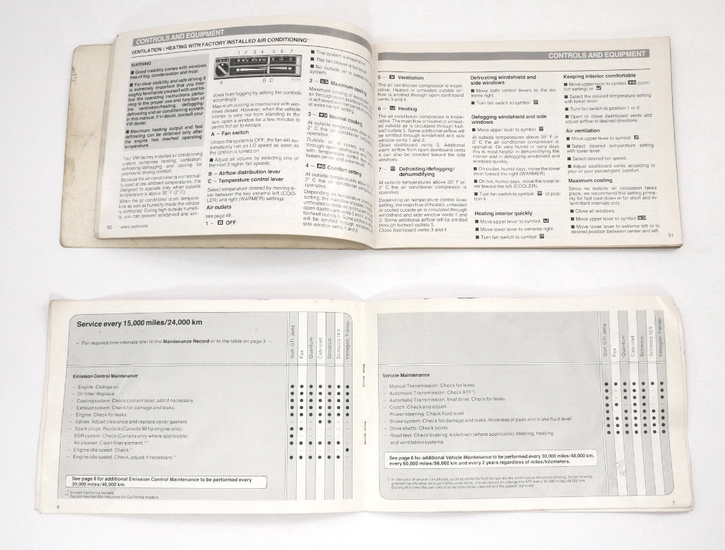 1987 87 Volkswagen VW Jetta MK2 Owners Manual Book ~ Genuine