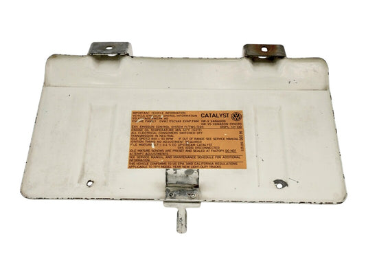 Rear License Plate Oil Filler Flap Door 80-91 VW Vanagon T3 White - Genuine OEM