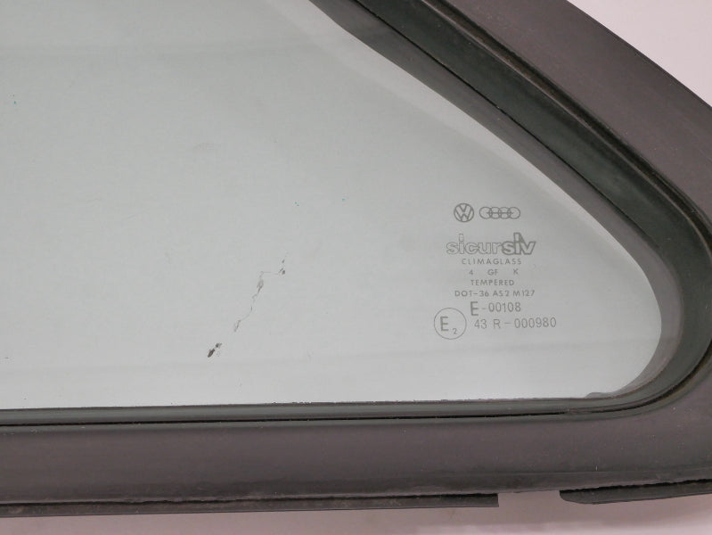 LH Rear Corner Quarter Window Side Exterior Glass & Seal 83-88 VW Quantum Sedan