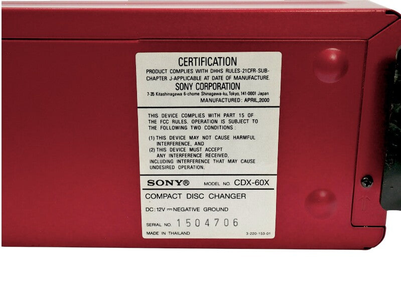 Vintage Red Sony Xplod 10 CD Disc Changer CDX-60X
