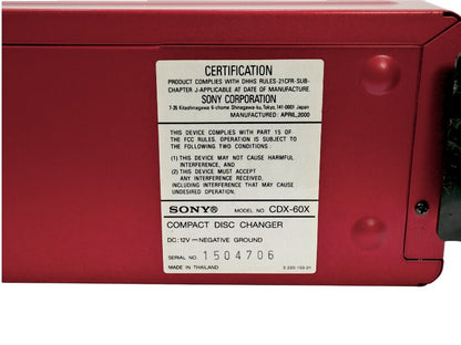 Vintage Red Sony Xplod 10 CD Disc Changer CDX-60X