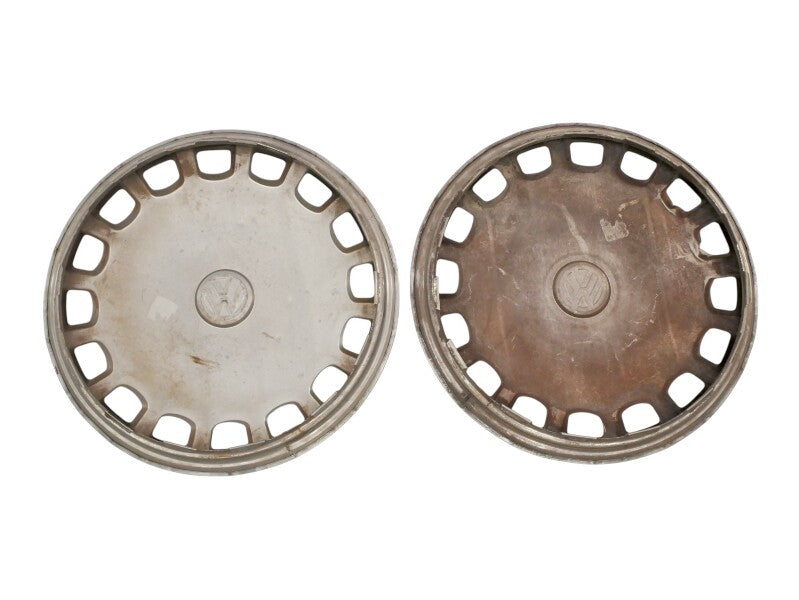 2x Metal 13" Hub Cap Wheel Cover VW Jetta Golf Rabbit Pickup Mk1 MK2 - Genuine -