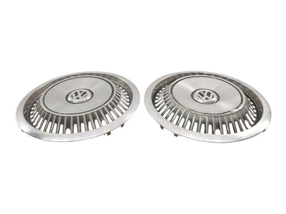 2x Genuine VW Metal 13" Hub Cap Wheel Covers VW Jetta Golf GTI Rabbit Mk1 MK2 ~