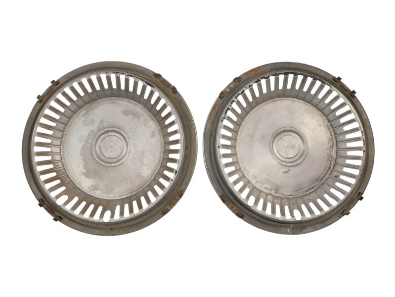 2x Genuine VW Metal 13" Hub Cap Wheel Covers VW Jetta Golf GTI Rabbit Mk1 MK2 ~