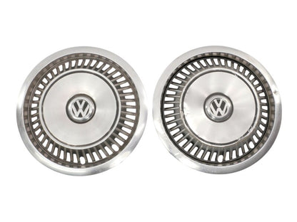 2x Genuine VW Metal 13" Hub Cap Wheel Covers VW Jetta Golf GTI Rabbit Mk1 MK2 ~