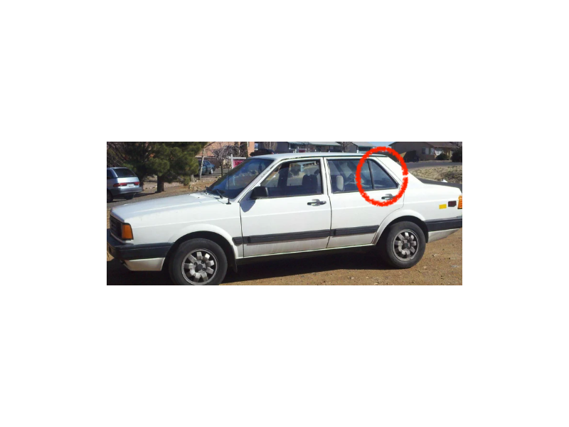 LH Rear Door Quarter Window Glass 87-93 VW Fox 4DR - Genuine