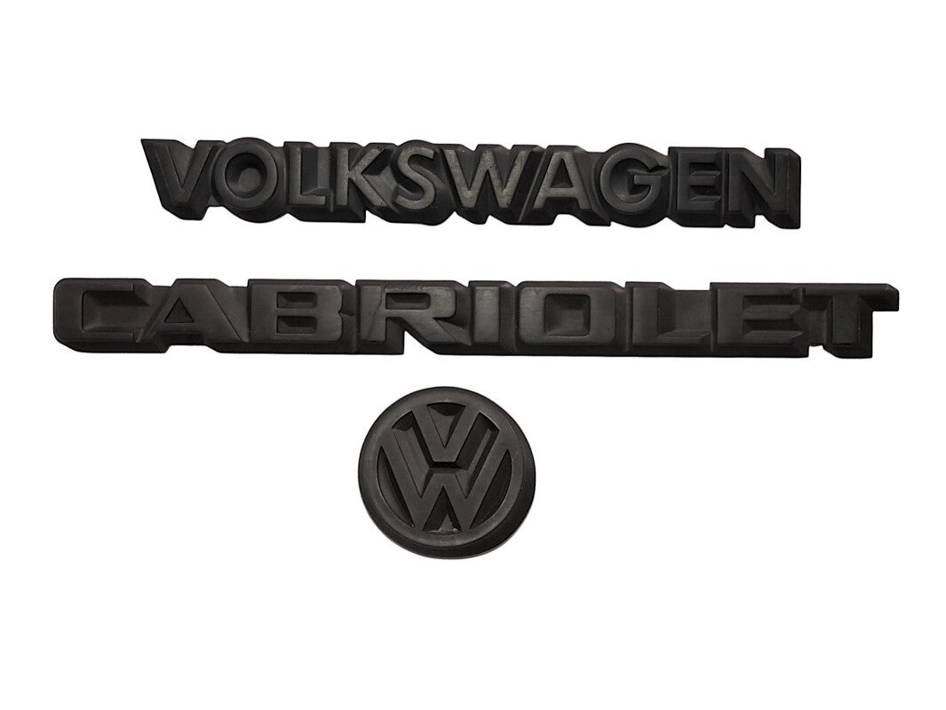 Trunk Emblem Set 85-93 VW Cabriolet MK1 Rear Badges - OEM - 155 853 687 B